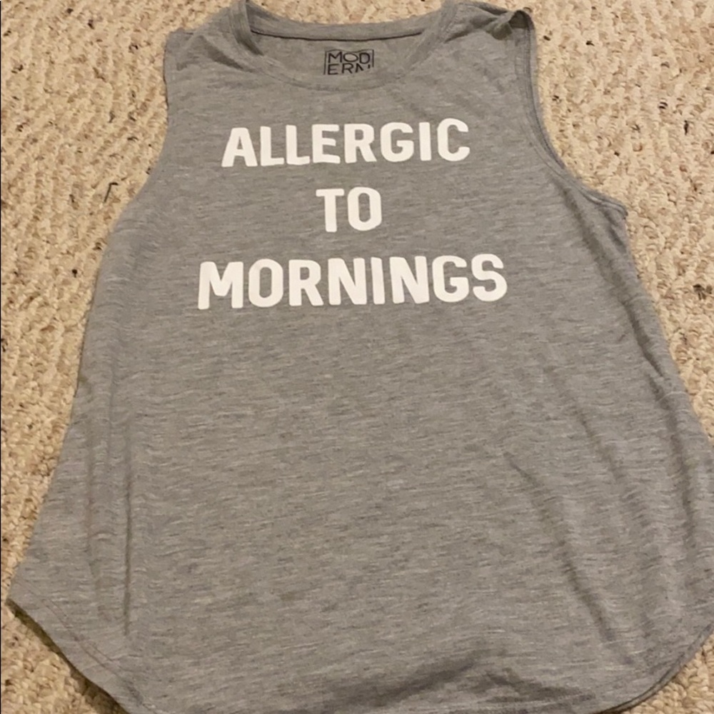 Cute “Allergic to Mornings” graphic tank